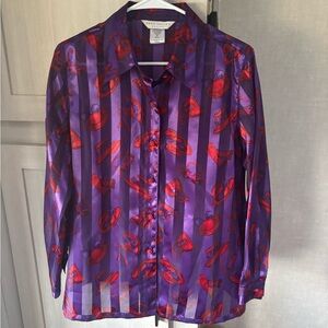 Zara Violet and Red Patterned Blouse